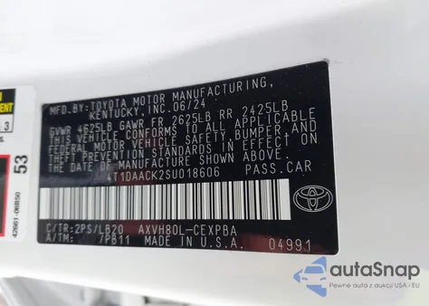 2025 Toyota Camry Xse из США, поврежденный, VIN 4T1DAACK2SU018606